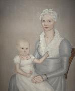 Ammi Phillips Mrs. Wilbur Sherman and daughter Sarah Germany oil painting artist